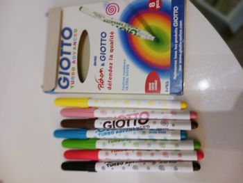 boite de 7 feutres neuf Giotto turbo advanced différentes couleurs encre super lavable(boite ouverte