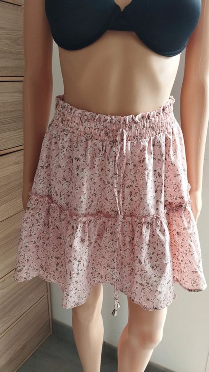 Jupe fleuris rose femme taille s - photo numéro 2