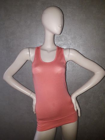 débardeur long rose orangé taille 36/38