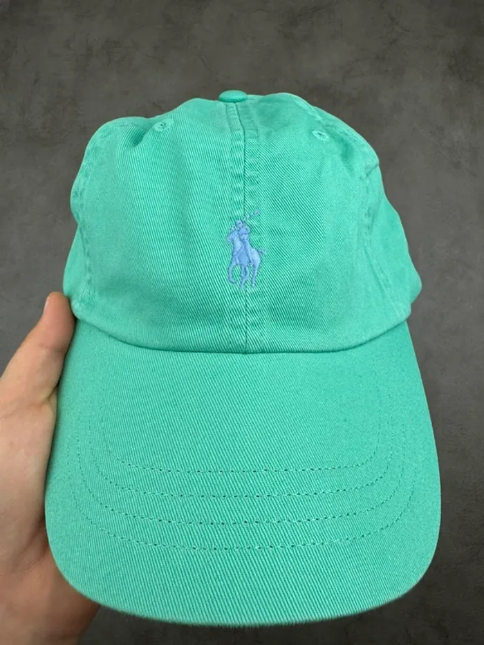 Casquette Ralph Lauren Verte Turquoise Logo Brodé Neuve - photo numéro 2