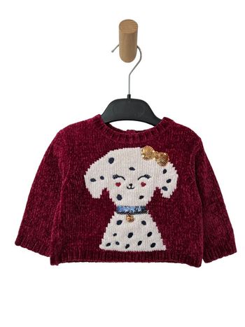 Pull chaud bordeaux (chien, sequins) - In Extenso 3 mois (62cm)