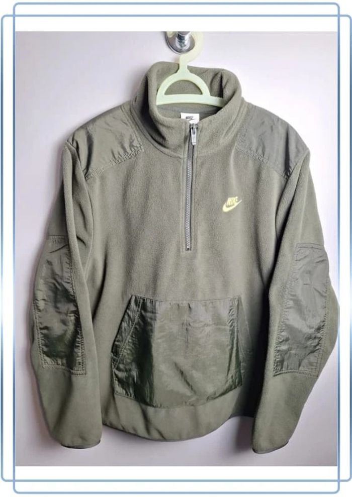 Polaire quart de zip nike / homme / taille S kaki / logo brodé bi matière