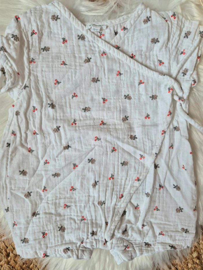 🍒 Magnifique combinaison en gaze de coton Vertbaudet 12 mois - photo numéro 2