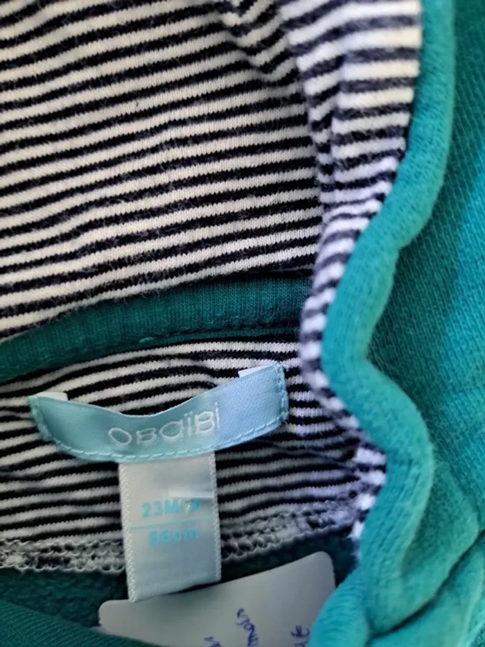 pull capuche chaud renne vert obaibi 23 mois - photo numéro 2
