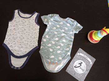 Lot de 2 bodies manches courtes 3 mois