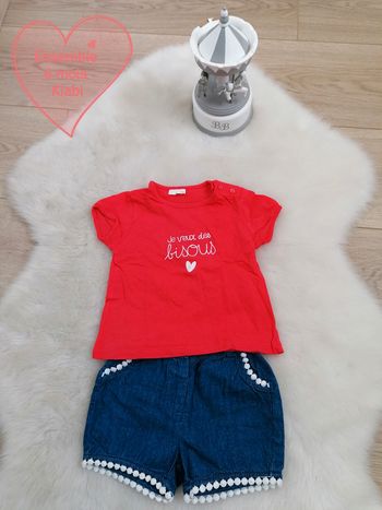 Ensemble fille short et tee shirt MC Kiabi 6 mois #espanolitinafille6mois