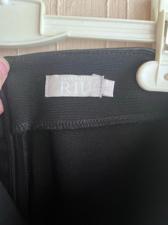 Jupe noire élégante avec empiècements effet cuir - taille 40 - photo numéro 6