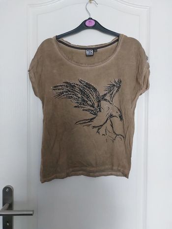 T-shirt kaki avec motif aigle