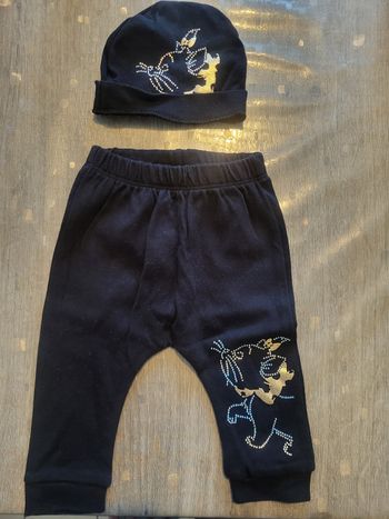 Magnifique leggings + bonnet marie les aristochat- 6/9 mois 