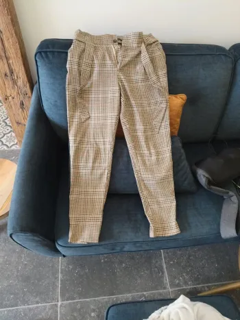 Pantalon à carreaux beige
