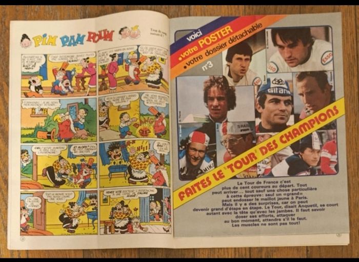 Ancien journal de mickey avec poster Bernard Hinault N°1465 de 1980 vintage - photo numéro 2