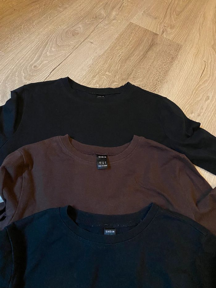lot de trois. CROP, top, manches longues noir et marron Shein taille S. - photo numéro 3