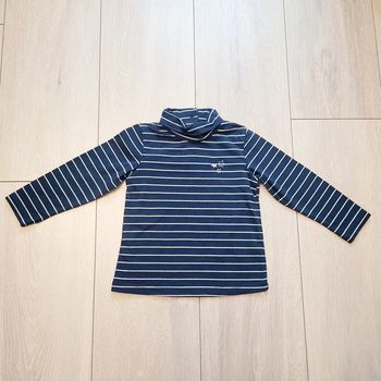 Maillot manche longue bleu marine rayé blanc. Fille 18 mois. Marque Tape à l'oeil