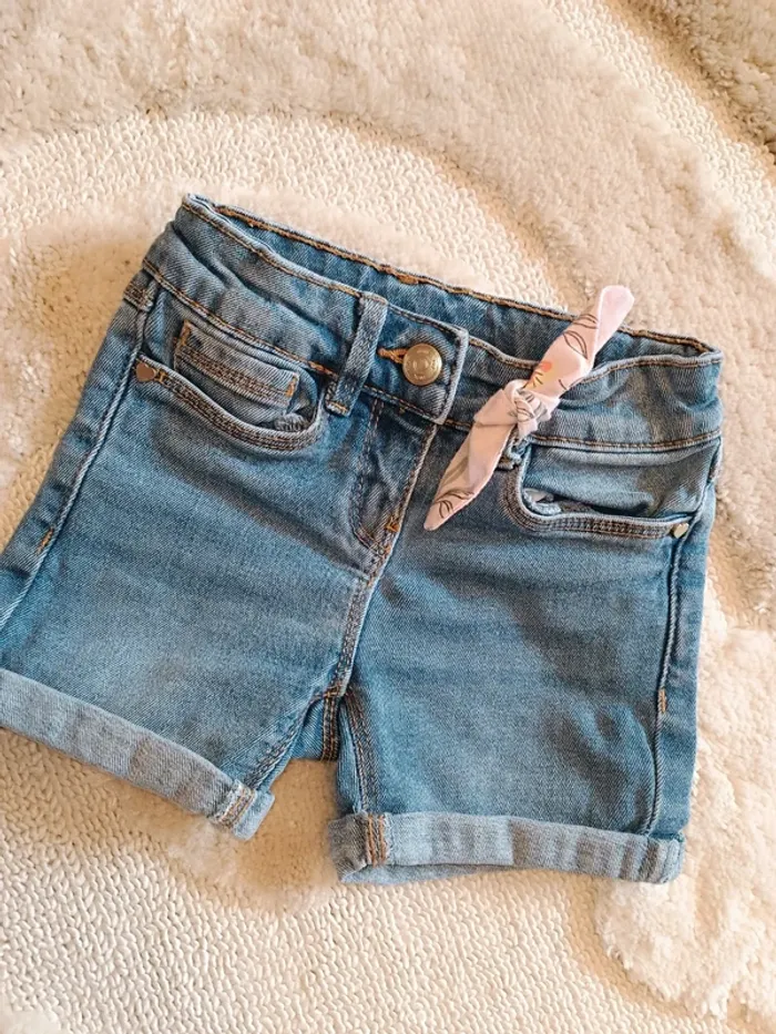 Short en jean avec petit nœud TAO 24 mois