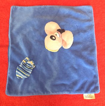 Doudou Diddl carré plat bleu et rayé bleu et jaune - Diddl