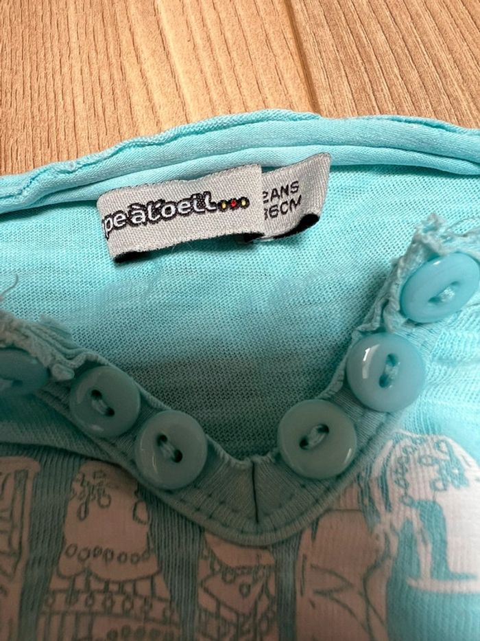 Joli t-shirt turquoise 2 ans TAO - photo numéro 3