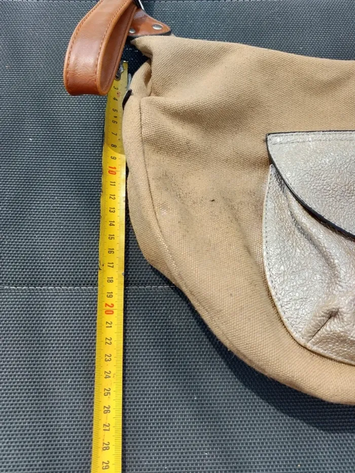 Sac Mandoline en toile, moutarde, légèrement pailleté - photo numéro 9