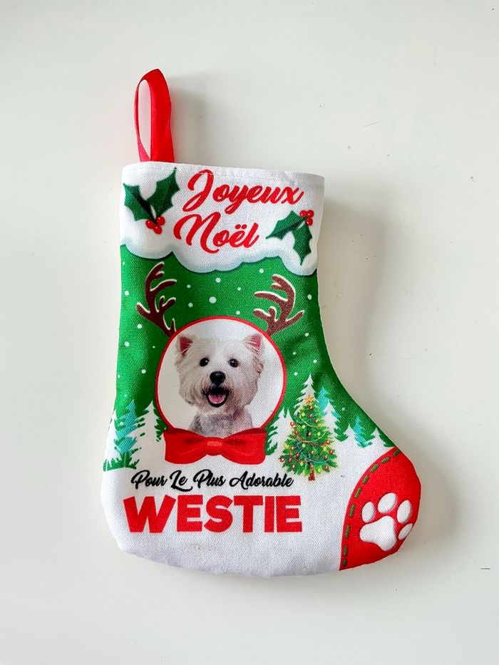 Petite chaussette de Noël chien westie