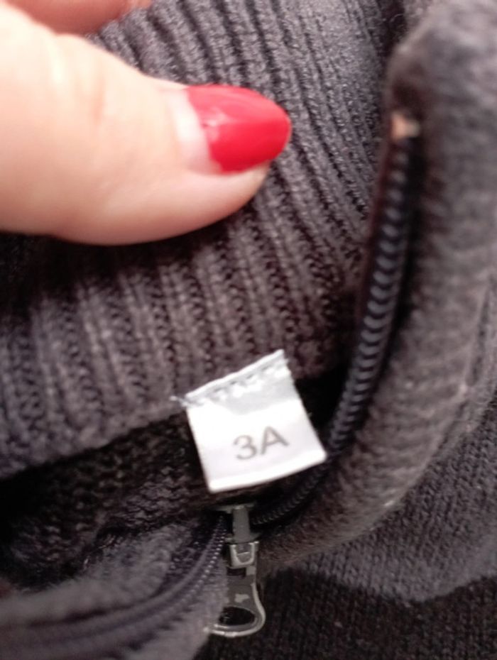 Gilet zippé rayé noir/gris 3 ans - photo numéro 2