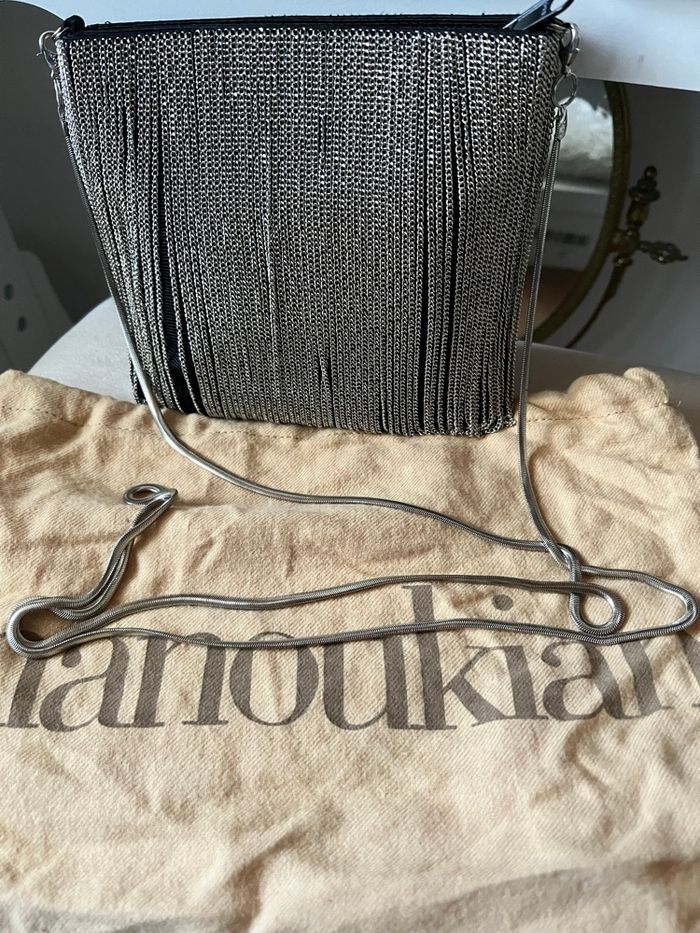 Pochette/sac soirée chaînettes argenté brillante Manoukian TBE 💎 - photo numéro 2