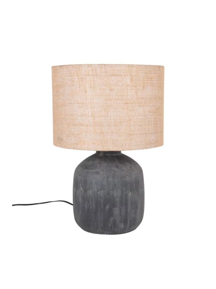 Lampe en céramique noire et abat-jour en jute - photo numéro 4