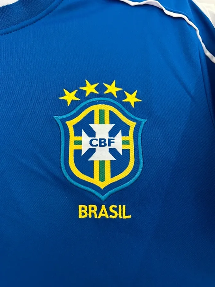 Maillot Football Brésil Retro 1998 Vintage Bleu Taille M - photo numéro 5