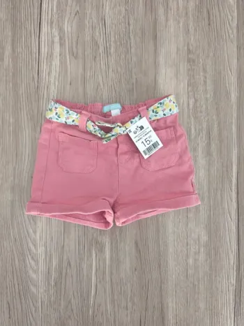 Short rose en jean souple plus ceinture fleurie