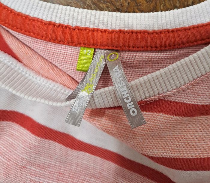 T-shirt manches courtes rouge rayures, orchestra, taille 12 ans (152 cm) - photo numéro 3