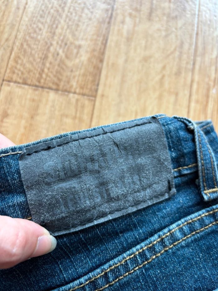 Jean Levi's femme Signature Gold bleu foncée brut M/38 W28 droite straight mi taille US rare - photo numéro 2