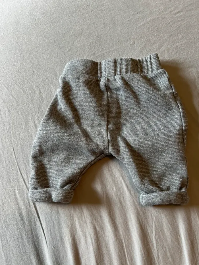 👖 Pantalon bébé gris 1M – Effet jogging avec cordon - photo numéro 2