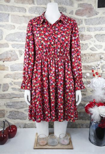 Robe florale éclosion écarlate rouge et multicolore Femme taille 52 marque Boohoo 🪷