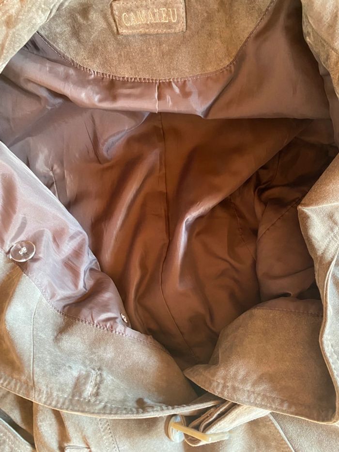 Trench en cuir nubuck Camaïeu - photo numéro 4