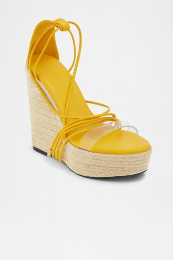 Sandales compensées jaunes – Neuves – Taille 39 – Été / Bohème chic