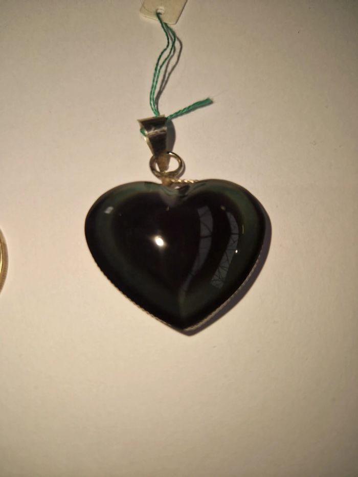 Pendentif obsidienne arc en ciel cœur Mexique - photo numéro 7