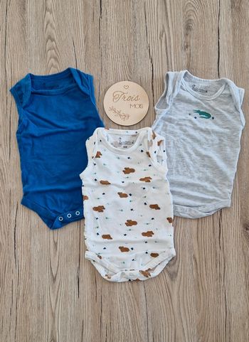 Lot de 3bodies manches courtes bébé garçon 3mois