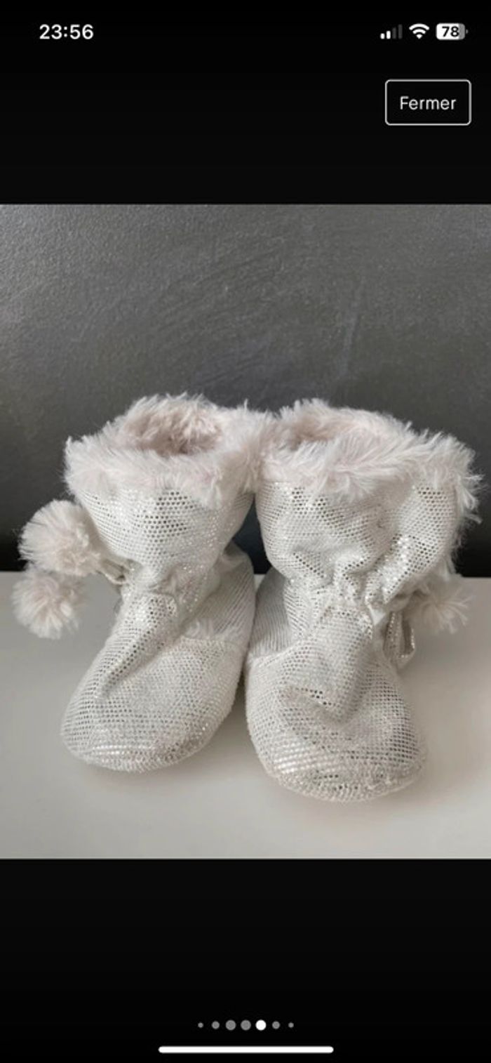 Chausson bébé fille blanc argenté - photo numéro 6