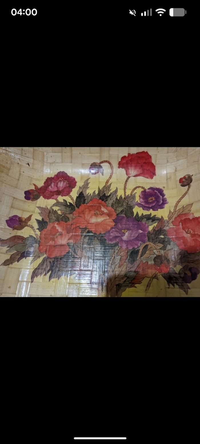 Beau plateau vintage avec un décor bouquet de fleurs au centre. - photo numéro 3