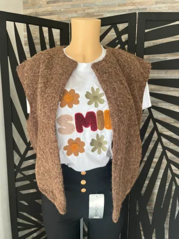 Veste marron taille unique gilet sans manches