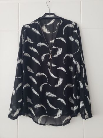 Blouse plume noire et blanche
