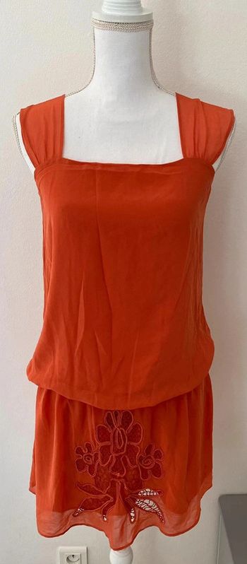 Nafnaf Élégante Robe Orange Broderies Taille 36/S