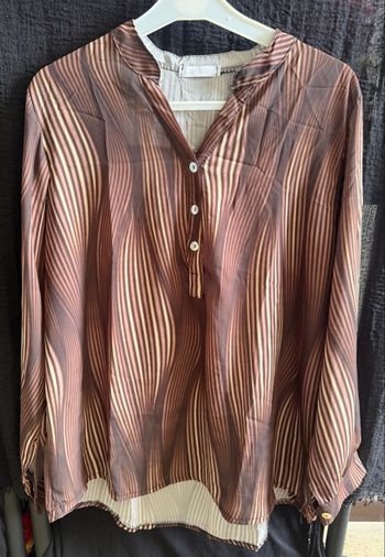 Blouse marron à motifs , Taille unique
