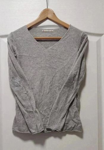 Pull col v gris étoiles argentées aux coudes Dolce & Rosa - S