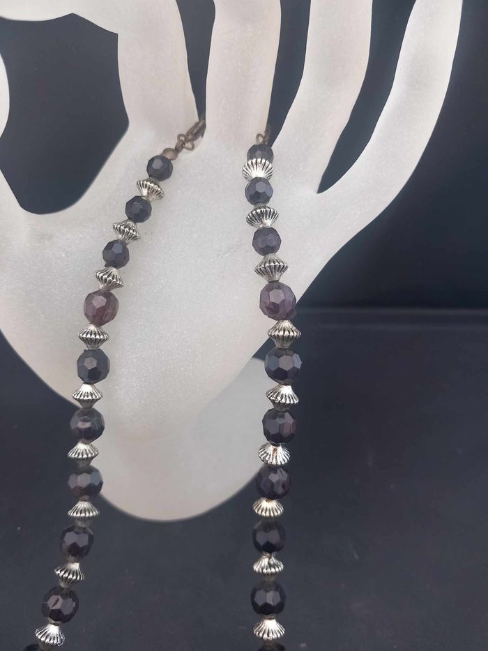 Collier double fantaisie marron et argenté - photo numéro 5