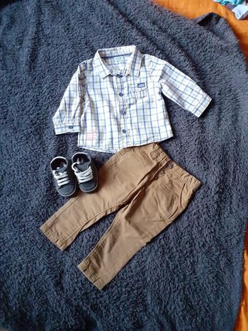 Ensemble  chemise carreaux pantalon +chaussures