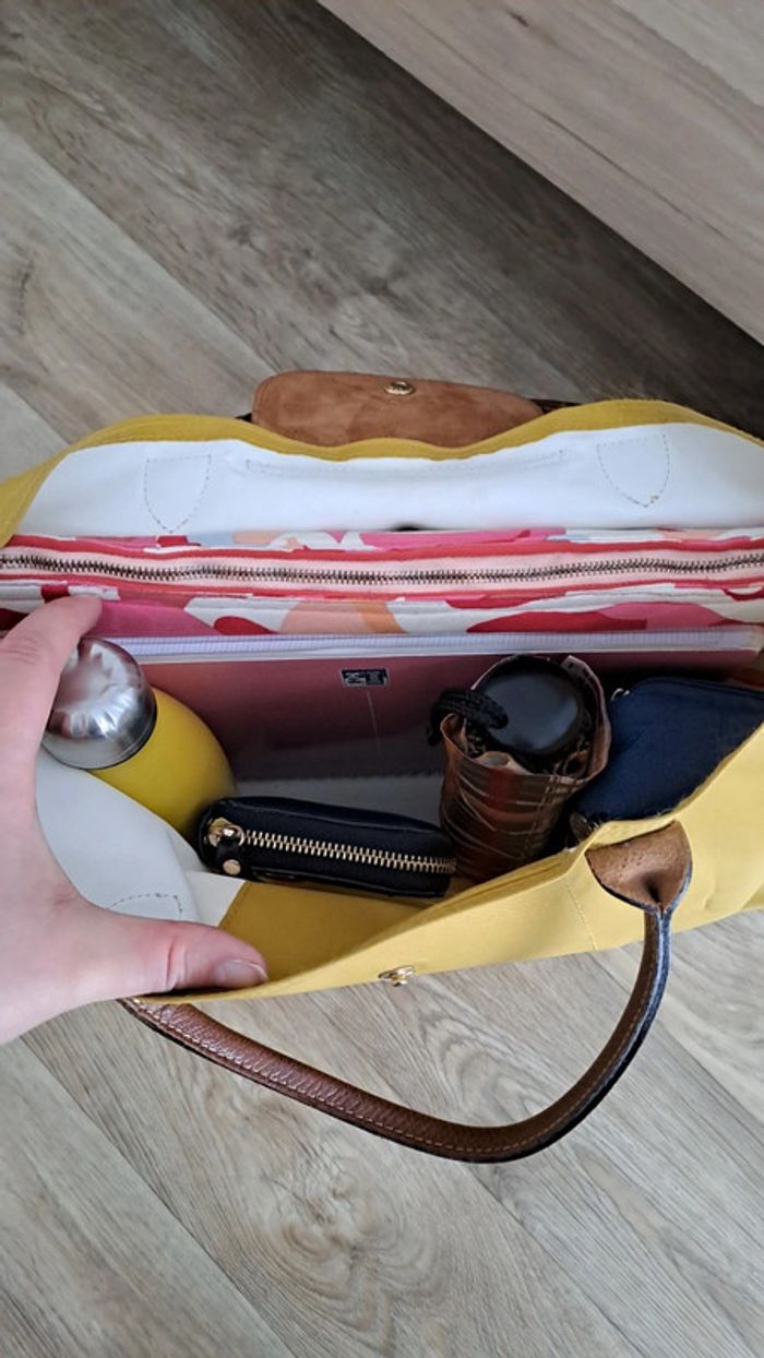 Sac Pliage Longchamp jaune moutarde taille L - photo numéro 4