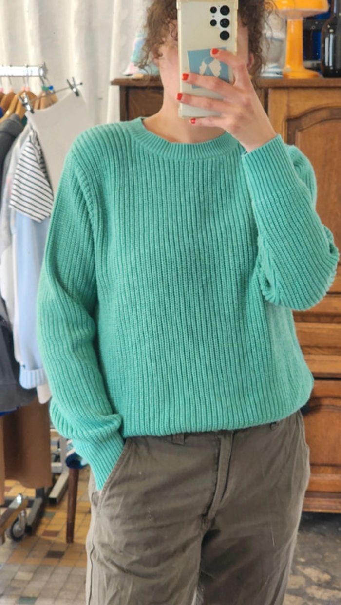 Pull tricoté en maille vert d'eau blancheporte - photo numéro 3