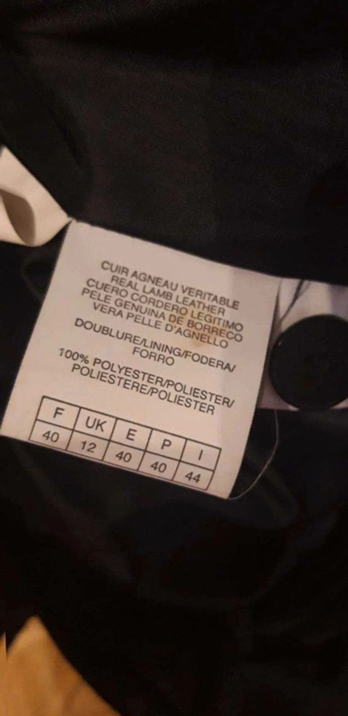 Manteau / veste noir en cuir veritable  T40 - photo numéro 6