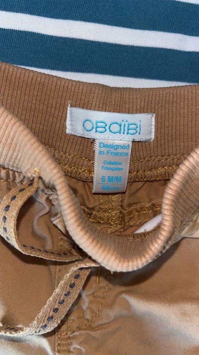 Ensemble pantalon et pull marron et bleu 6mois Obaibi - photo numéro 3