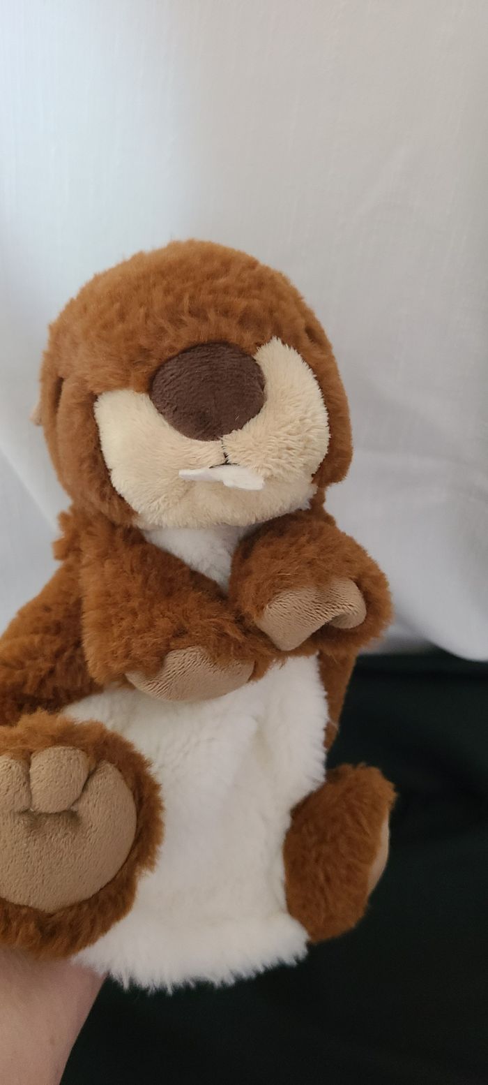 Marionnette Marmotte Castor Marron Blanc CREATIONS DANI - photo numéro 4