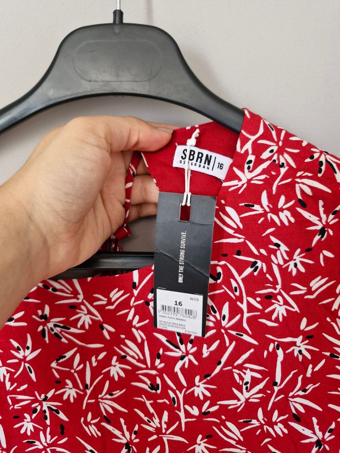 Robe rouge à motif taille 44 neuvr avec étiquettes de SBRN - photo numéro 7